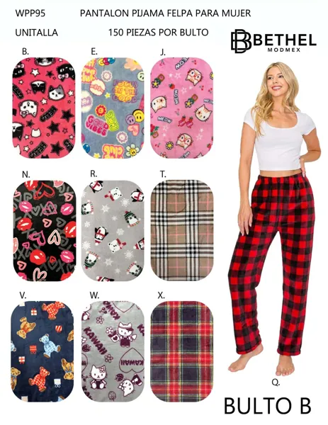 Pantalón de Pijama Felpa Para Mujer