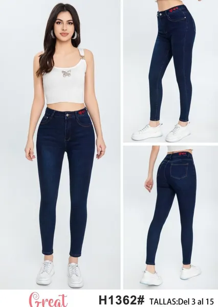 Jeans skinny con bordado de corazones