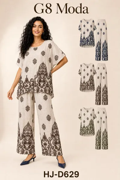 Conjunto de blusa y pantalón con estampado