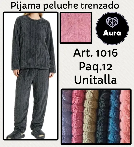 Pijama peluche trenzado