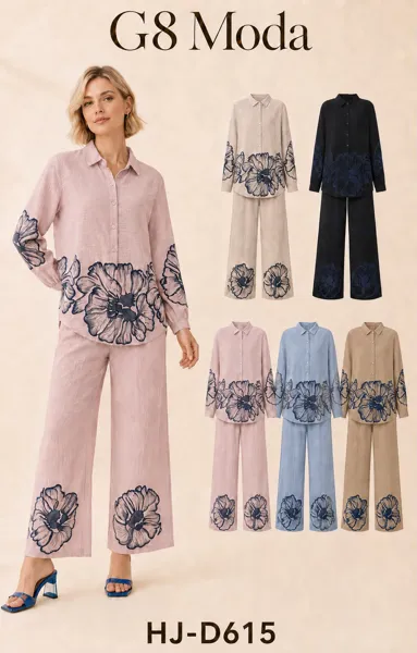 Conjunto de camisa y pantalón con diseño floral
