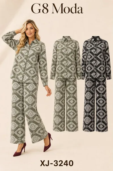 Conjunto de camisa y pantalón con estampado