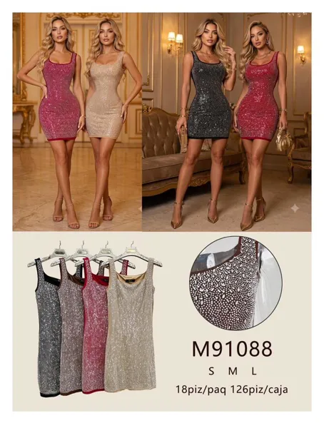 Vestido corto con pedrería