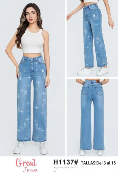 Jeans rectos con aplicaciones