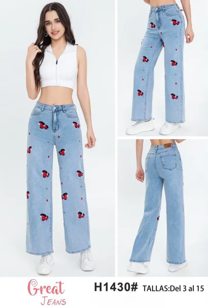Jeans de mezclilla con estampado de autos-H1430