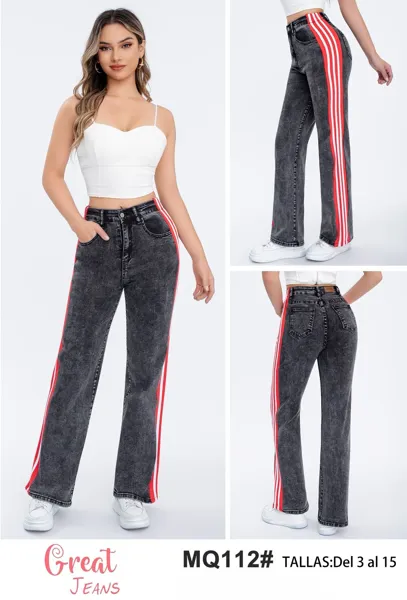 Jeans con franjas laterales-MQ112