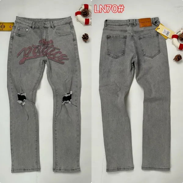 Jeans con texto en brillo-LN70