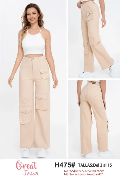 Jeans cargo beige-H475