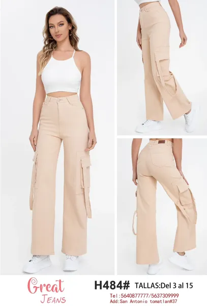 Pantalones Cargo Denim-H484