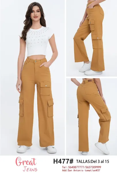 Pantalon cargo para dama-H477