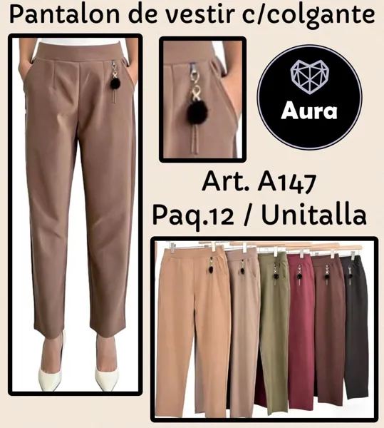 Pantalón de vestir con colgante-A147