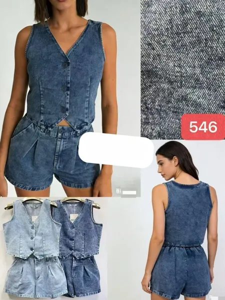 Conjunto de chaleco y shorts de mezclilla