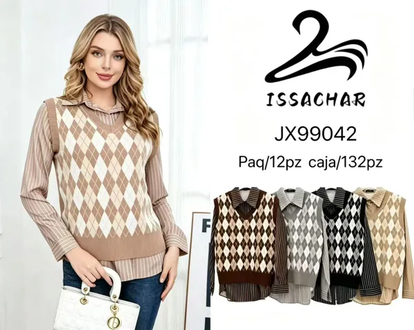 Chaleco de punto con camisa