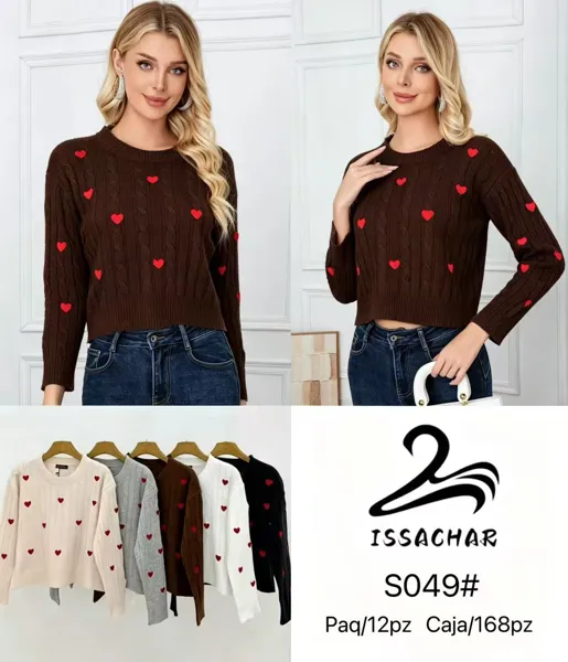 Suéter de punto con corazones
