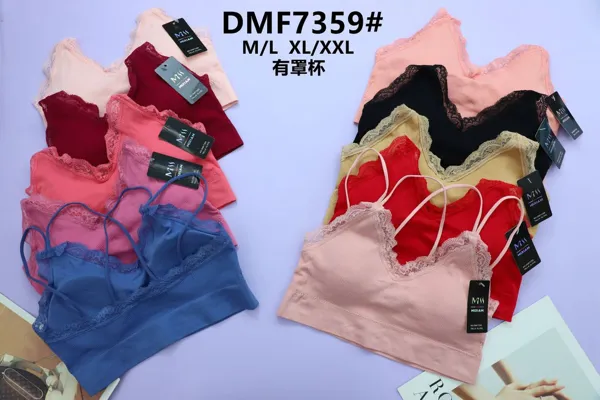 Sostén tipo bralette de encaje con copa moldeada para dama, escote en V y tirantes