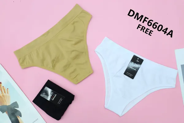 Calzón bikini de talle alto para dama, colores mostaza y blanco