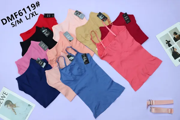 Camisola sin costuras para dama con copa integrada y tirantes ajustables, colores surtidos