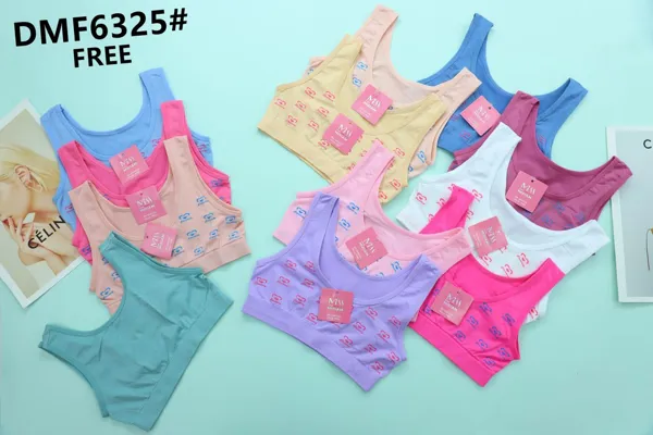 Top bralette de algodón para niña, sin varilla, estampado, paquete surtido de colores