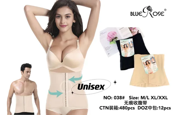 Faja moldeadora reductora de cintura unisex, sin costuras, con broches de ajuste
