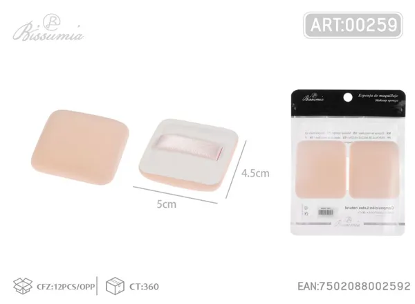 Esponja de maquillaje tipo malvavisco cuadrada, color piel, paquete de 2 piezas
