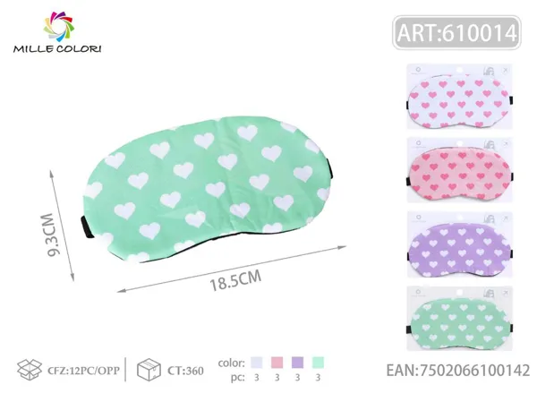Antifaz para dormir con estampado de corazones