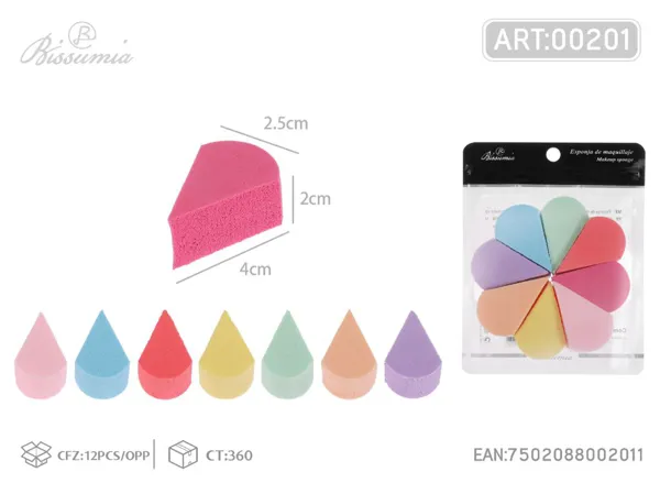 Esponja de maquillaje en forma de gota, colores surtidos, paquete de 8 piezas