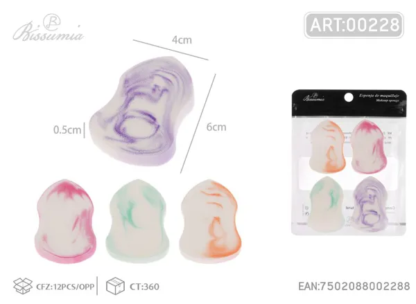 Esponja de maquillaje tipo calabaza, colores surtidos, paquete de 4 piezas