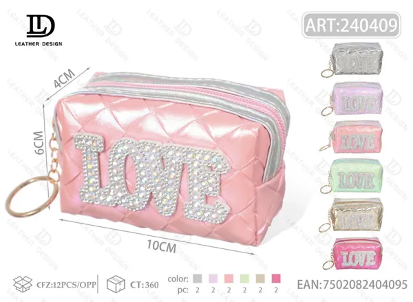 Monedero acolchado con diseño love para dama
