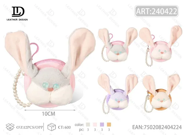 Monedero redondo de peluche con caricatura para dama 10cm