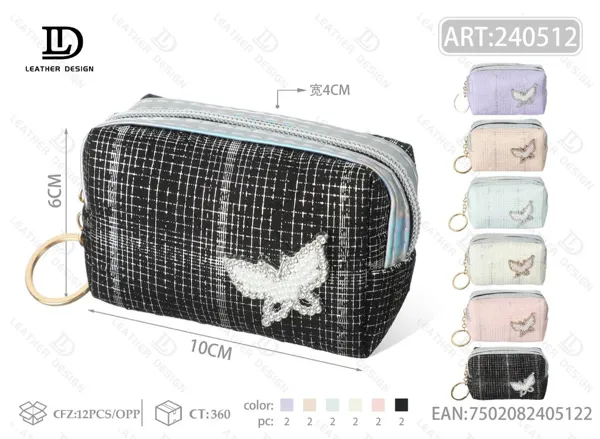 Monedero octagonal con mariposa