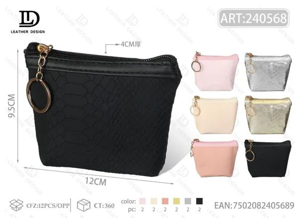 Monedero hexagonal con estampado de piel de serpiente