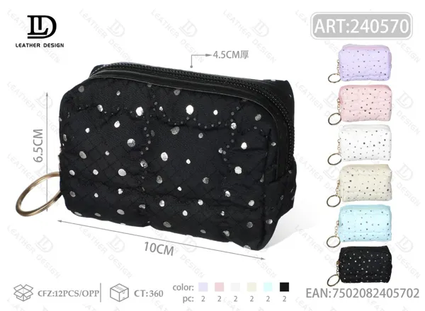 Monedero octagonal con puntos plateados
