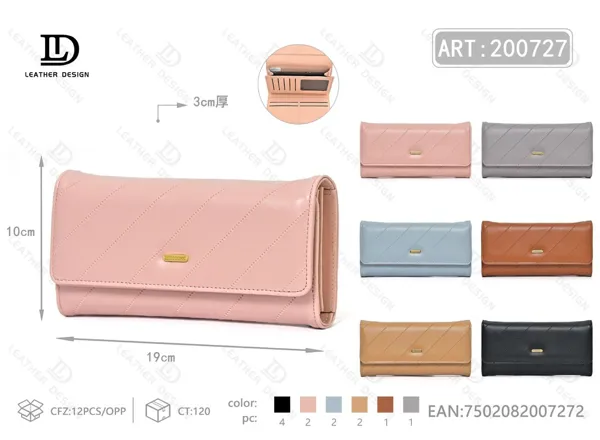 Billetera grande de dama trifold con broche oculto