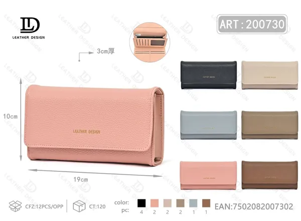 Billetera grande de dama trifold con broche oculto