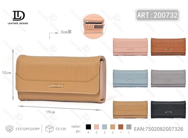 Billetera grande de dama trifold con broche oculto