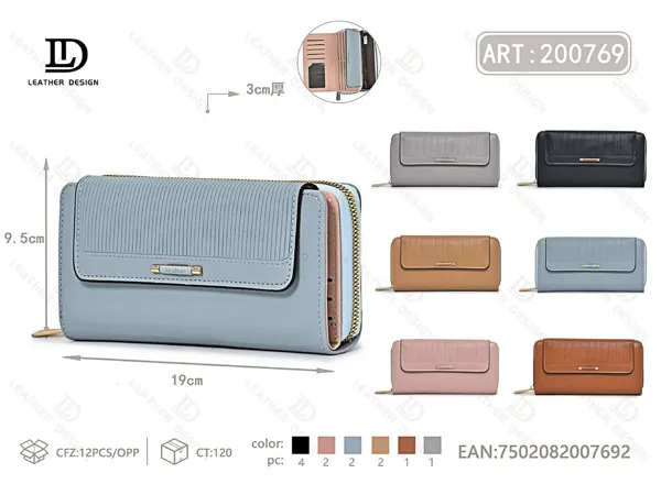 Billetera grande de dama trifold con broche oculto