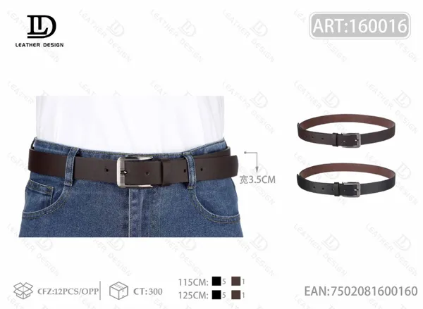 Cinturón casual para caballero con hebilla metálica y pin 3.5cm