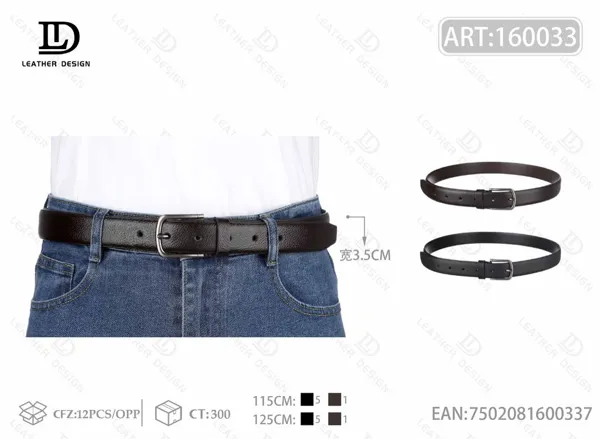 Cinturón casual para caballero con hebilla de aleación y pin 3.5cm