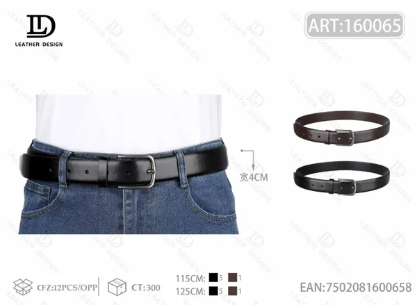 Cinturón casual para caballero con hebilla de aleación, pin y borde biselado 4.0cm