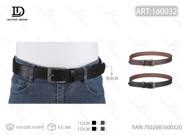 Cinturón casual para caballero con hebilla metálica y pin 4.0cm