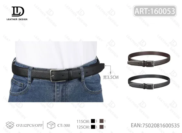 Cinturón casual para caballero con hebilla de aleación y pin 3.5cm