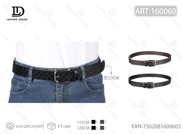 Cinturón casual para caballero con hebilla de aleación y pin 3.5cm