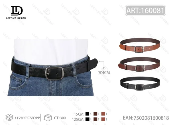 Cinturón casual para caballero con hebilla de aleación y pin 4.0cm