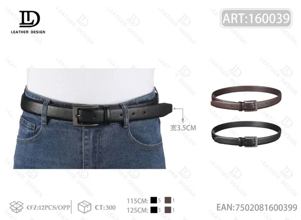 Cinturón para caballero de 3.5cm con hebilla de aleación de pin