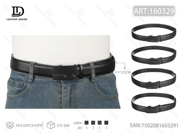 Cinturón para caballero con hebilla automática de acrílico 4.0x125cm
