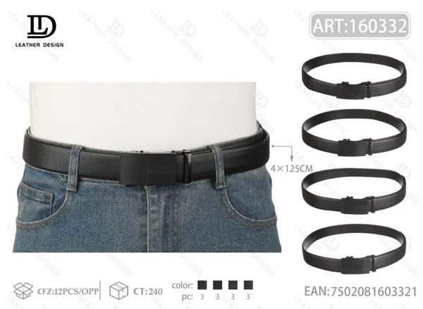 Cinturón para caballero con hebilla automática de acrílico 4.0x125cm