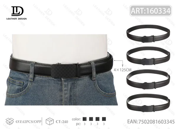 Cinturón para caballero con hebilla automática de acrílico 4.0x125cm