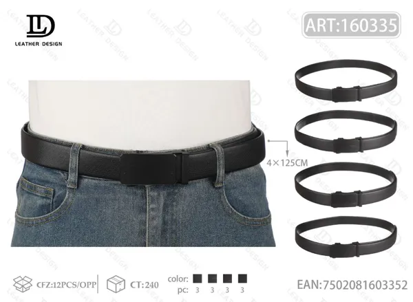 Cinturón para caballero con hebilla automática de acrílico 4.0x125cm