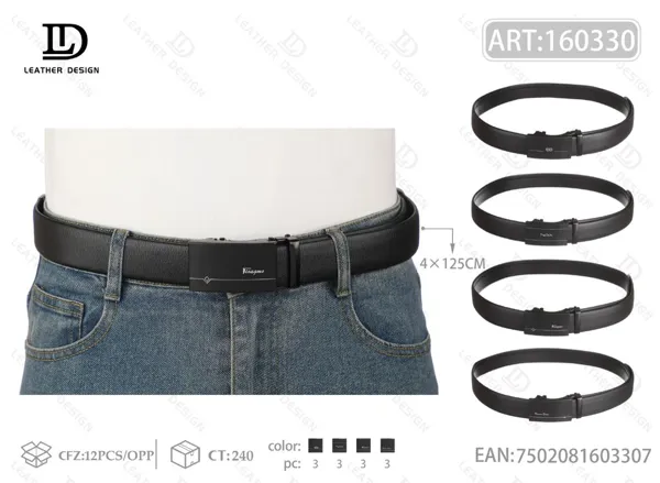 Cinturón para caballero con hebilla automática de acrílico 4x125cm