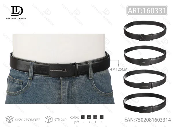 Cinturón para caballero con hebilla automática de acrílico 4x125cm